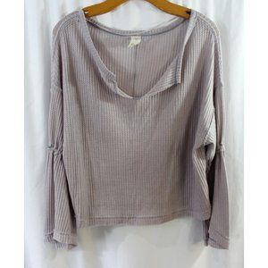 We The Free Womens‎ Light Purple Long Sleeve Waffle Knit Top XS